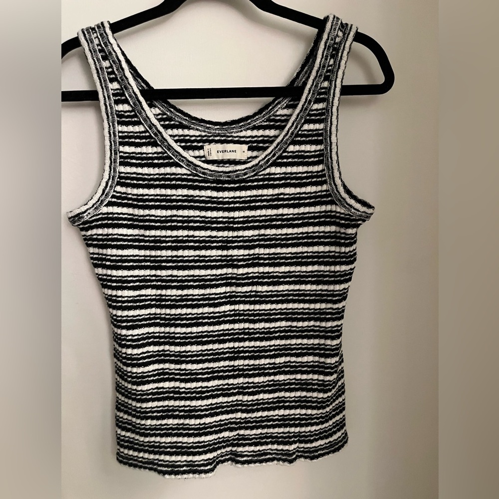 Everlane The Cozy-Rib Tank - Bone / Black in Size Medium
